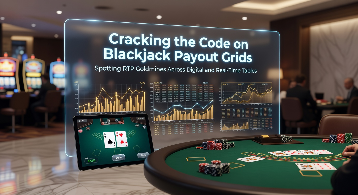 Detaillierte Blackjack-Auszahlungstabelle mit RTP-Werten auf einem digitalen Bildschirm, die verschiedene Regelvarianten vergleicht