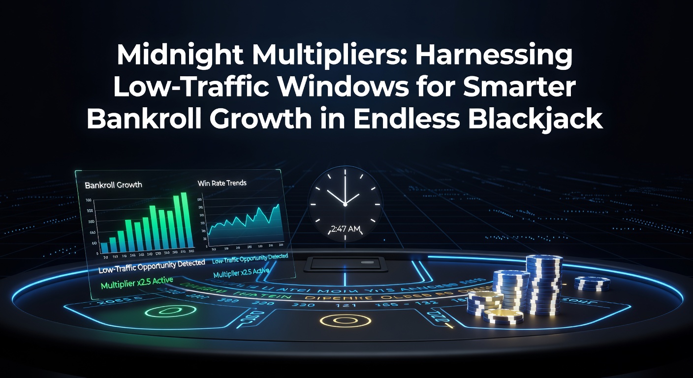 Diagramm vergleicht Bankroll-Wachstum in Low-Traffic vs. High-Traffic mit Kurven, die Mitternachtsspitzen zeigen