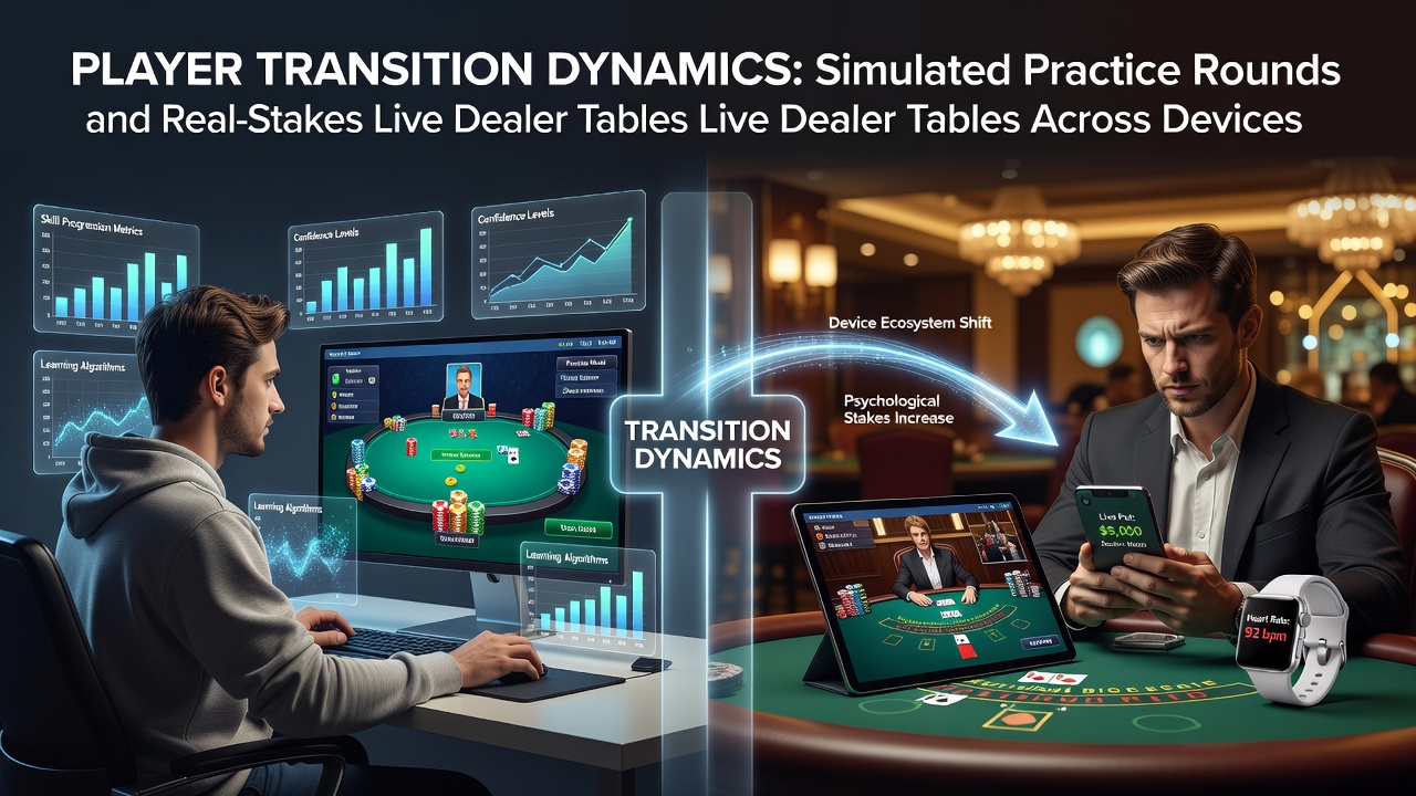 Spieler bei der Nutzung simulierter Blackjack-Übungsrunden auf mobilen und Desktop-Geräten vor dem Wechsel zu Live-Dealer-Tischen