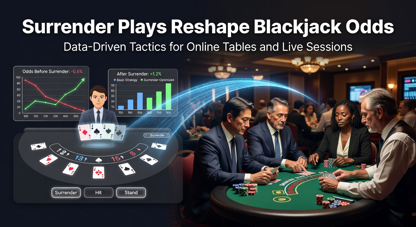Blackjack-Tisch mit Kapitulationsoption, Dealer und Spieler analysieren Karten während einer Live-Session