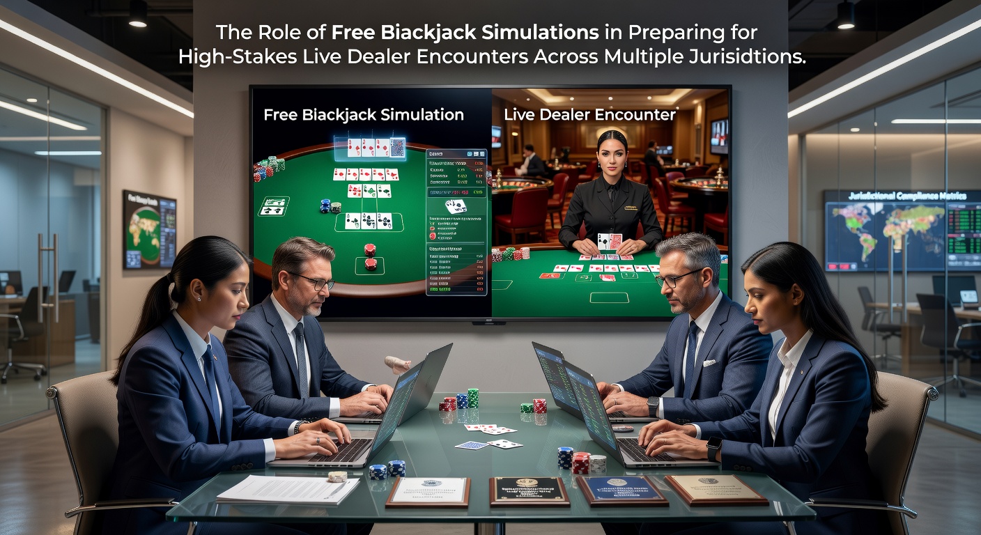Darstellung einer digitalen Blackjack-Simulation mit Live-Dealer-Elementen und mehreren Jurisdiktionen