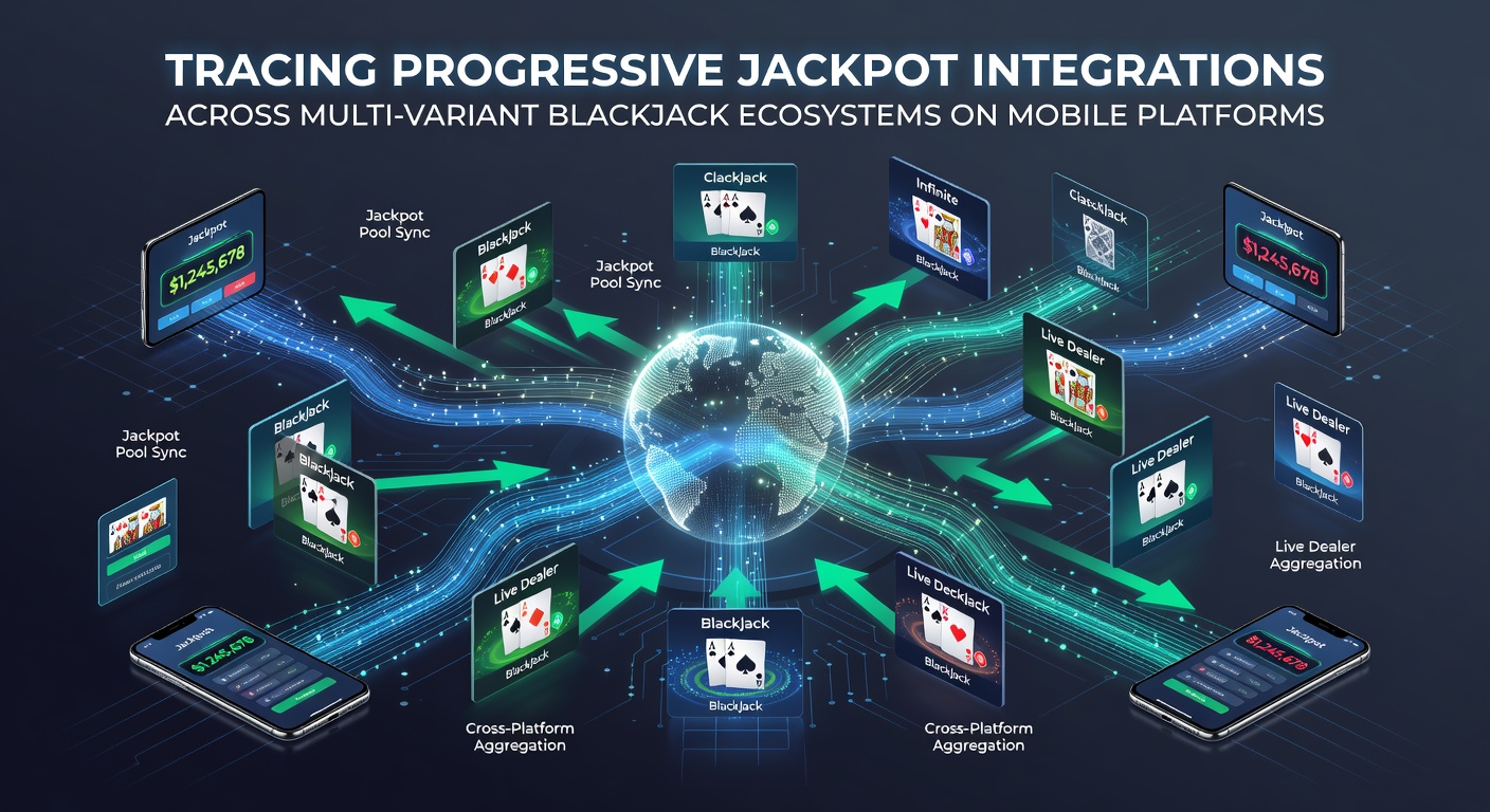 Mobile Blackjack-Sitzung mit progressivem Jackpot-Indikator auf dem Bildschirm