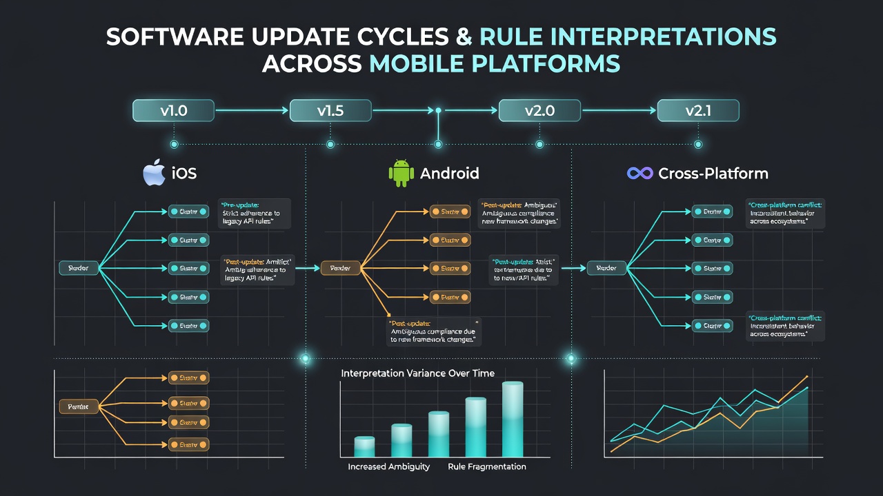 Vergleich von Update-Auswirkungen auf Regelinterpretationen in mobilen Apps mit Diagrammen